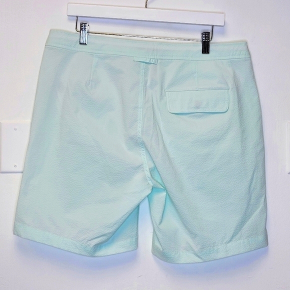 Onia Calder 7.5" Lined Swim Shorts In Mint and White Stripe  Size 34 - Picture 2 of 12